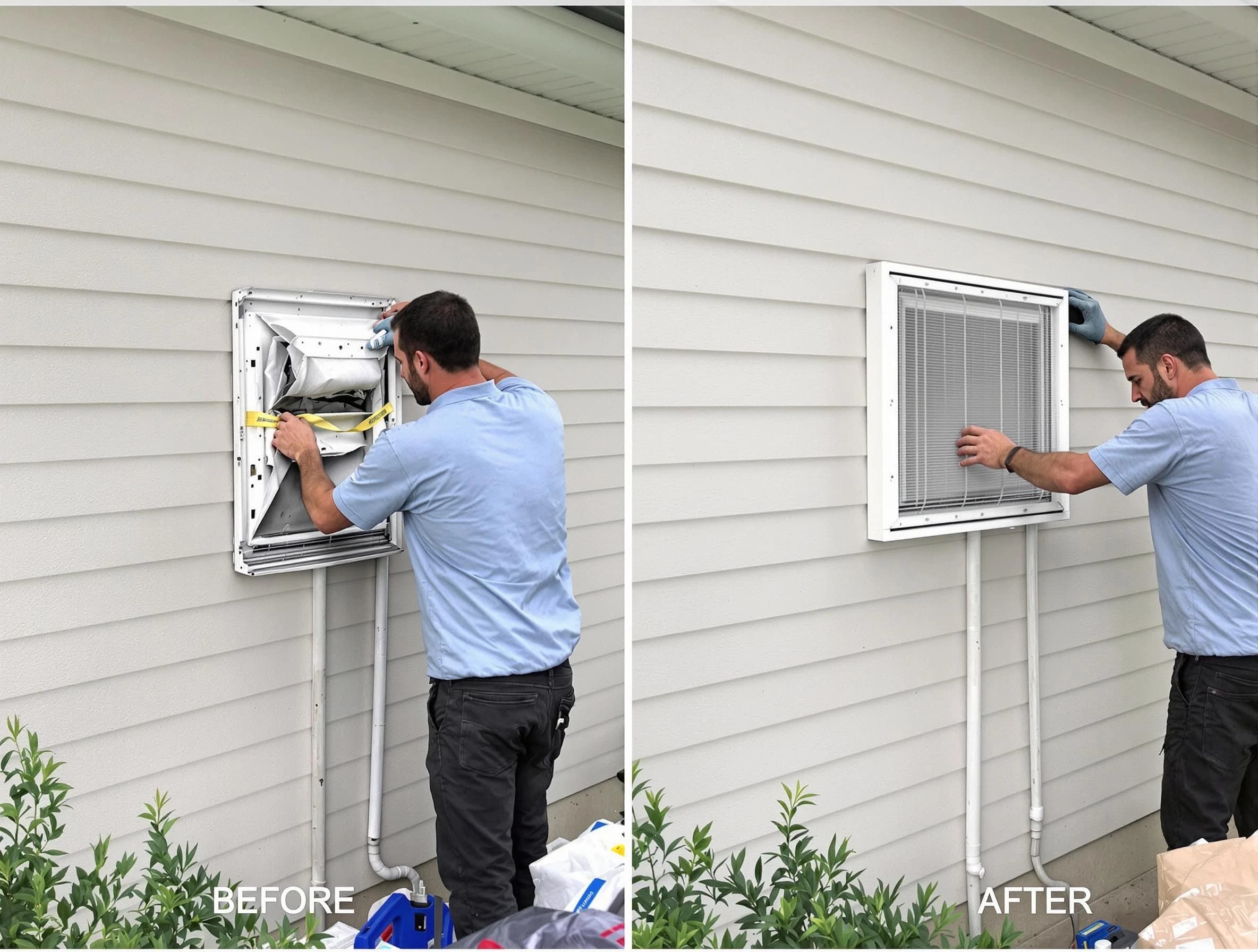 Boulder Dryer Vent Cleaning technician installing high-quality dryer vent cover at a residential property in Boulder