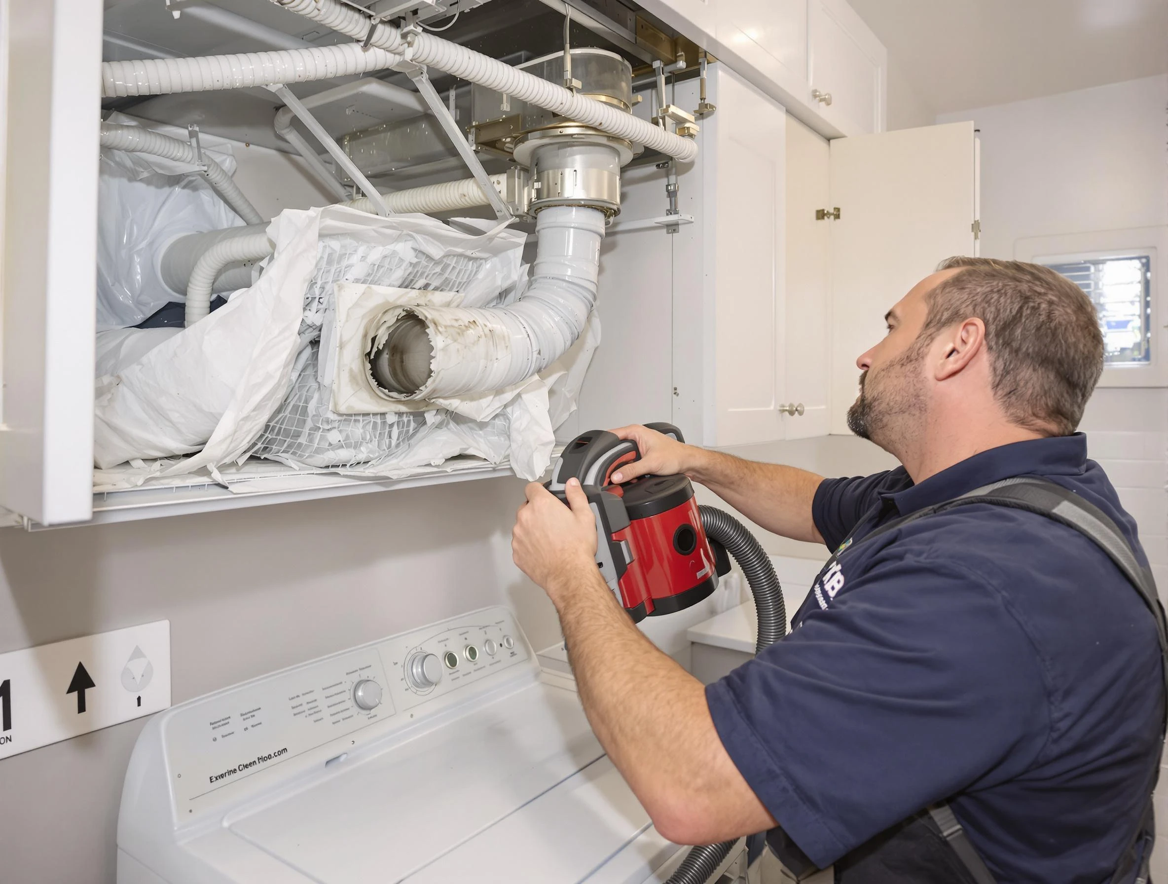 Boulder Dryer Vent Cleaning technician performing professional exhaust vent cleaning at a residential property in Boulder